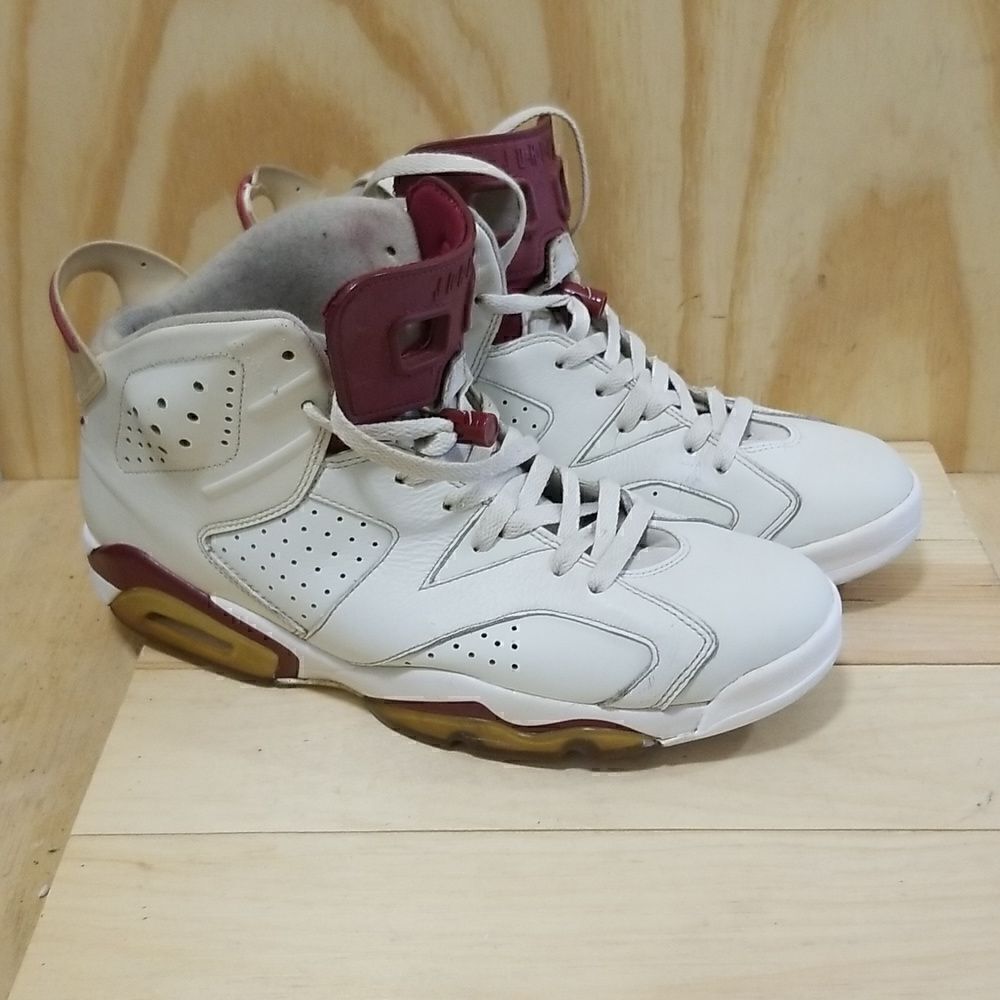 NIKE AIR JORDAN 6 RET RO OG BG OFF WHITE-MAROON SZ 11
